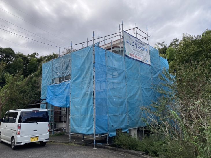 屋根外壁塗装とウッドデッキの改修工事｜伊豆の国市